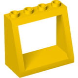 A yellow LEGO 2x4x3 frame brick with four hollow studs on the top, shown against a white background.