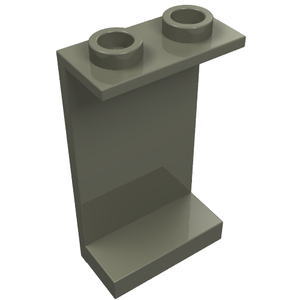 A single dark olive green LEGO 2362b Panel 1 x 2 x 3 with two hollow studs on top, shown angled.