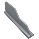 Gray LEGO 23930 Tail 8 x 1 with Stepped Fin, showing its rounded front, stepped profile, and pointed end.