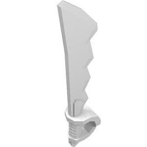 White LEGO 23984 minifigure weapon sword, a serrated cutlass with a skull hand guard.