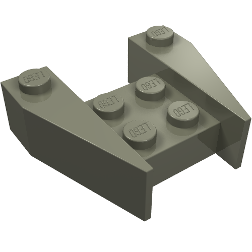 Gray LEGO 2399 Wedge 3 1/2 x 4 without Stud Notches piece, with studs visible on top.