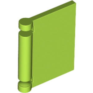Lime green LEGO Minifigure Utensil Book Cover, seen from an angled perspective.