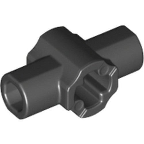 LEGO 24122 Technic axle connector hub, dark gray, with two perpendicular bar holders and an octagonal hole.