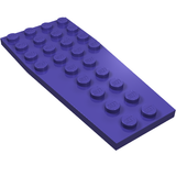 Purple LEGO Wedge Plate 4 x 9 with studs, angled view on white background.