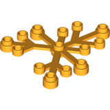 A single pearl gold LEGO 2417 Plant Leaves 6 x 5 element, a multi-branched piece with studs at the end of each branch.