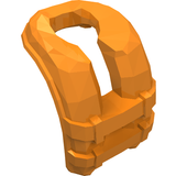 Orange LEGO mini doll life jacket (24184), rendered in a low-polygon style, angled view on white background.
