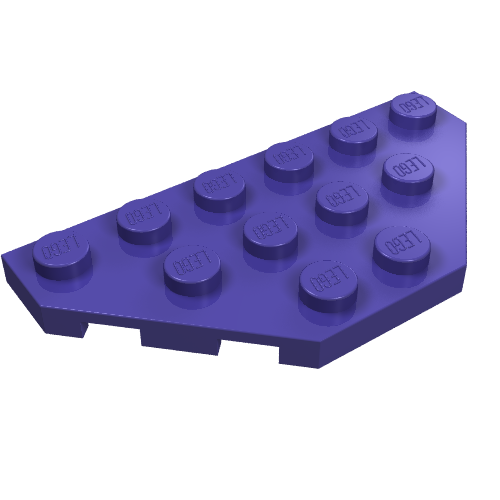 Purple LEGO Wedge, Plate 3 x 6 Cut Corners (2419) showing 12 studs on top surface.