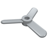 A light gray LEGO 2421 Propeller 3 Blade Small, featuring a central hub with a hole and three flat, rounded blades.