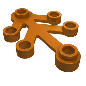 Orange LEGO Plant Leaves 4 x 3 element with six circular connection points.
