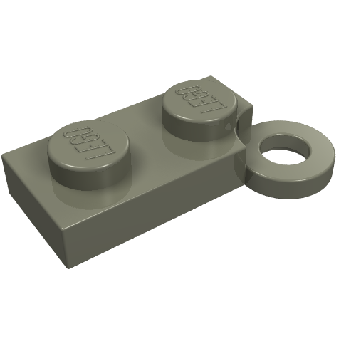 Dark stone gray LEGO Hinge Plate 1 x 4 Swivel Base with two studs and a circular swivel attachment.