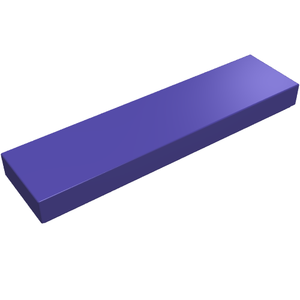 A single purple LEGO 1x4 tile, angled slightly, on a white background.