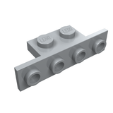 Light gray LEGO 2436 Bracket 1 x 2 - 1 x 4, featuring two studs on top and four holes on the side.