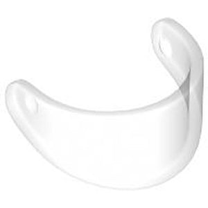 White LEGO minifigure standard visor, part number 2447, with a smooth, curved design.