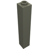 Dark gray LEGO Brick 1 x 1 x 5 with hollow stud, standing upright on a white background.