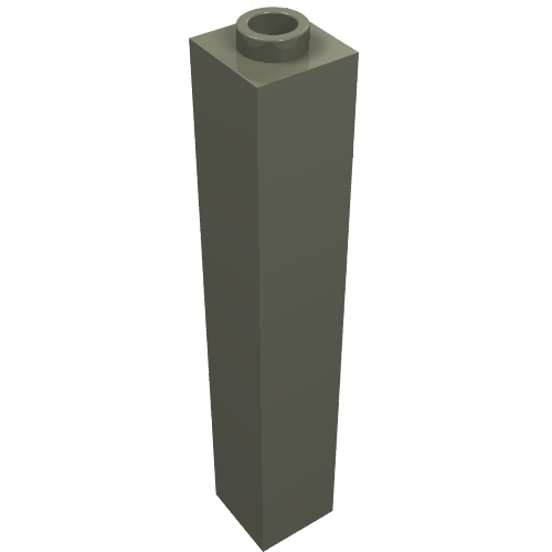 Dark gray LEGO Brick 1 x 1 x 5 with hollow stud, standing upright on a white background.