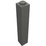 A single dark gray LEGO Brick 1 x 1 x 5 with a solid stud on top, standing upright against a white background.