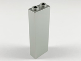 A single, light gray LEGO brick 1x2x5 standing upright on a white background, showing its two studs on top.