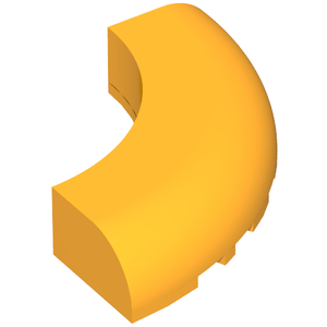 A single yellow LEGO 24599 Round Corner Brick 5x5 without Studs, viewed from an isometric angle.