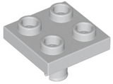 LEGO 2476 light gray 2x2 modified plate with four studs on top and a single pin on the bottom.