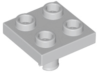 LEGO 2476 light gray 2x2 modified plate with four studs on top and a single pin on the bottom.