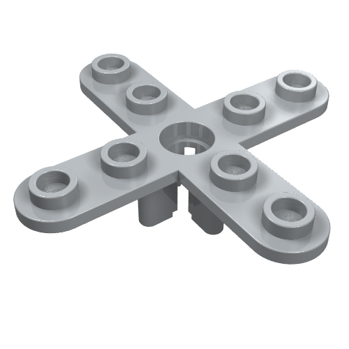 Light grey LEGO 2479 propeller with 4 blades, 5 diameter, rounded ends, and an open hub.