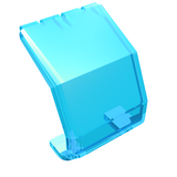 Translucent aqua LEGO 2483 Windscreen 4 x 4 x 4 1/3 Helicopter piece, angled, with three top notches and bottom support.