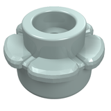 Light grey LEGO 24866 Plate, Round 1 x 1 with Flower Edge (5 Petals) viewed from above, slightly angled.