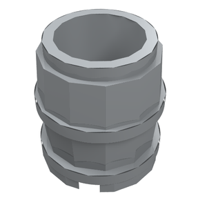 A grey LEGO 2489 Container, Barrel 2 x 2 x 2, featuring a hexagonal middle section and open top.