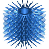 A blue LEGO 2498 vehicle brush with a central hub and many bristles, some twisted, against a white background.