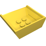 Yellow LEGO Vehicle, Tipper Bed Small (part 2512) with four studs on the base, seen from above at an angle.