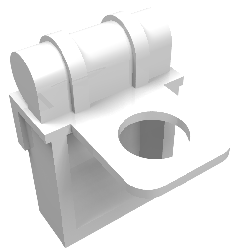 White LEGO minifigure backpack (2524) with three curved segments on top and a circular hole for accessories.