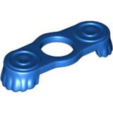 Blue LEGO Minifigure Epaulette, part 2526, with a central hole and ridged underside