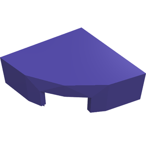A single purple LEGO 25269 Tile, Round 1 x 1 Quarter part, shown from an angled perspective.