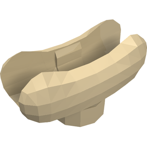 Tan LEGO hot dog bun (part 25386) in a low-polygon 3D render, angled.