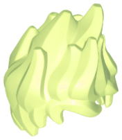 Pale green LEGO minifigure hair piece, tousled and spiked up very high.