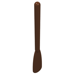 A dark brown LEGO Minifigure Utensil Oar / Paddle (part 2542) with a rounded handle top and flat blade.