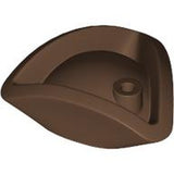 Brown LEGO Minifigure Headgear Hat, Pirate Tricorne / Triangle (Part 2544), viewed from above showing stud connector.