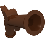 A brown LEGO minifigure weapon, a flintlock pistol, shown from an elevated front-right perspective.