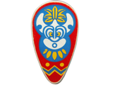 LEGO 2586px10 minifigure shield, oval, with red, blue, yellow, and white Islanders mask pattern.