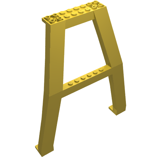 A single yellow LEGO 2635 Support Crane Stand Double part, shaped like an 'A', with studs on top and crossbar.