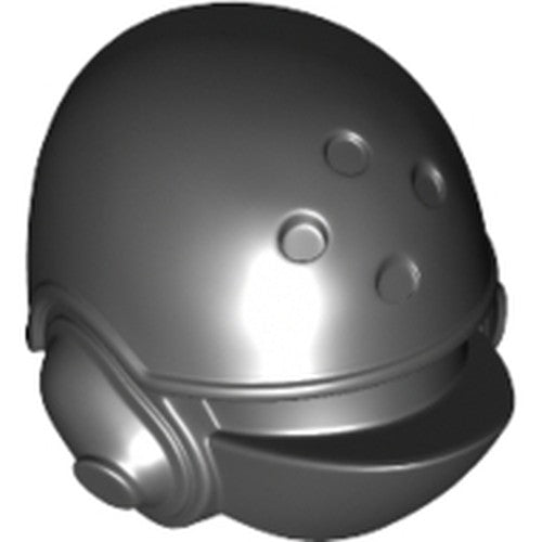 LEGO 27130 Minifigure Headgear Helmet SW Imperial Ground Crew, a smooth grey dome helmet with circular details and a visor