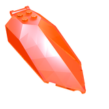 Trans-orange LEGO 27165 Windscreen 10 x 4 x 2 1/3 Canopy Pointed with Bar Handle, featuring its transparent, faceted design.