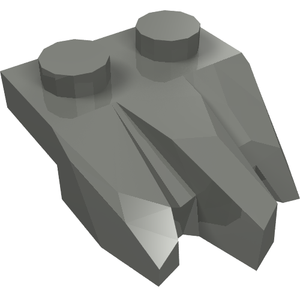 Gray LEGO Plate, Modified 1 x 2 with 3 Claws / Rock Fingers, viewed from an angle.