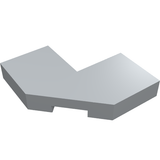 Light gray LEGO Tile, Modified Facet 2 x 2, part 27263, viewed from an angle.