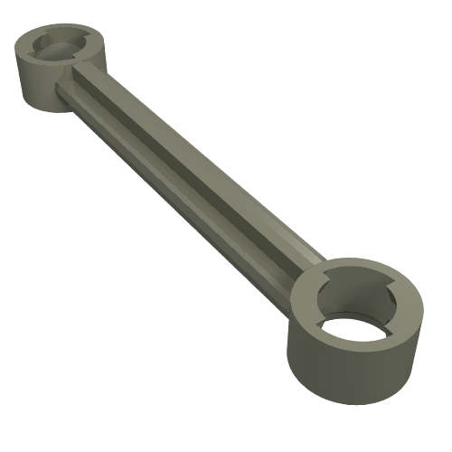 Single gray LEGO Technic Link 1 x 6 with Stoppers, showing the central bar and circular connector ends.