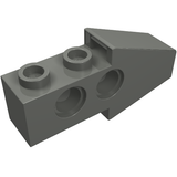 A dark gray LEGO Technic Slope 4 x 1 x 1 2/3 part, featuring two studs on top and four pin holes on its side.