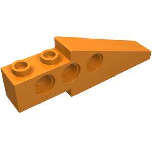 Orange LEGO Technic Slope 6 x 1 x 1 2/3 piece with two studs and three pin holes.