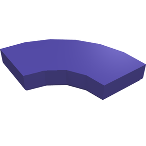A deep purple LEGO Tile, Round Corner 2 x 2 Macaroni piece, rendered against a white background.