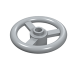 Light gray LEGO Technic steering wheel, small, 3 studs diameter, with three spokes.