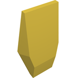 Yellow LEGO 28220 Large Figure Armor Plate Small, an irregularly shaped piece with angled edges and flat surfaces.